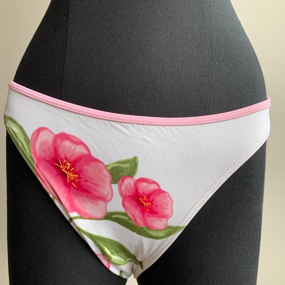 Billabong surf BLUE CRUSH era Vintage White & pink floral triangle set RARE - Picture 4 of 7